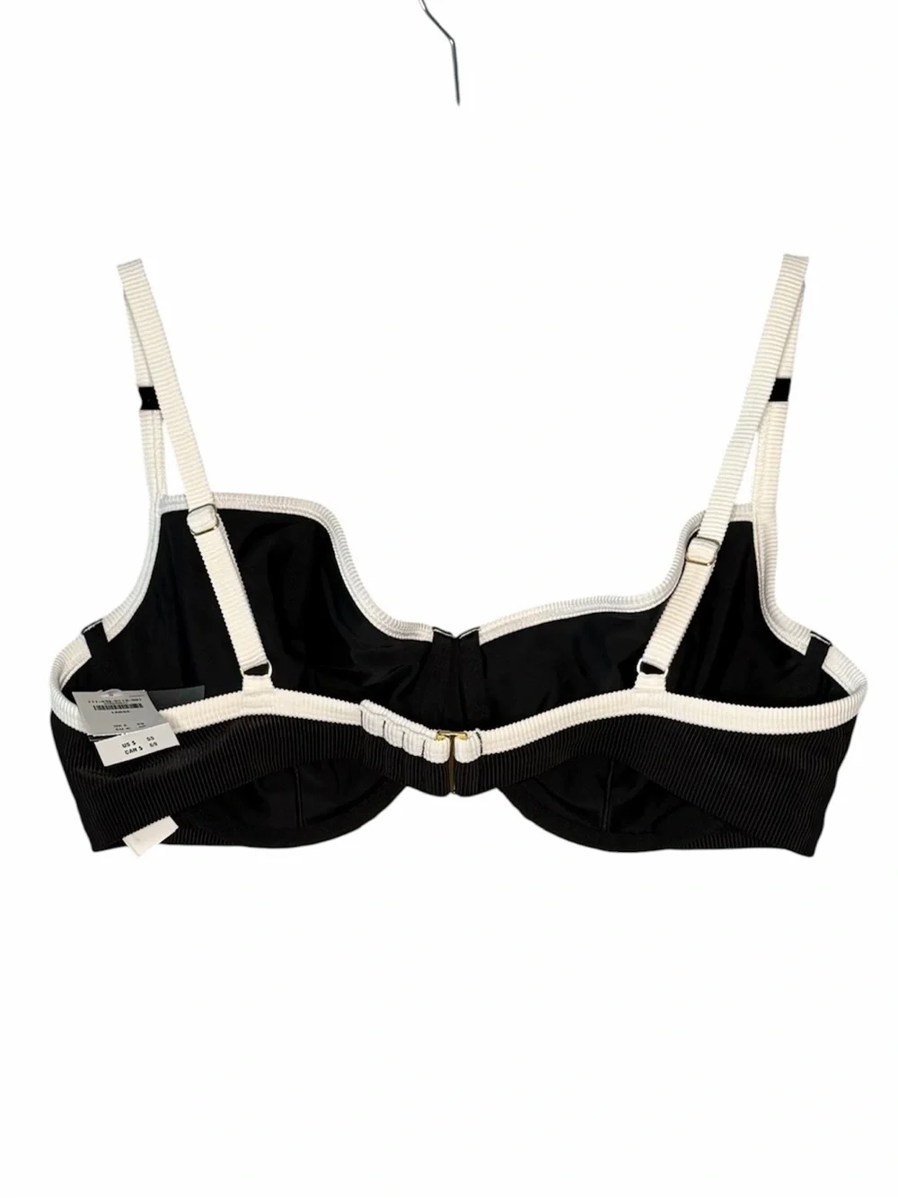 Abercrombie & Fitch 90s Clean Black and White Underwire Swimsuit Bikini Top